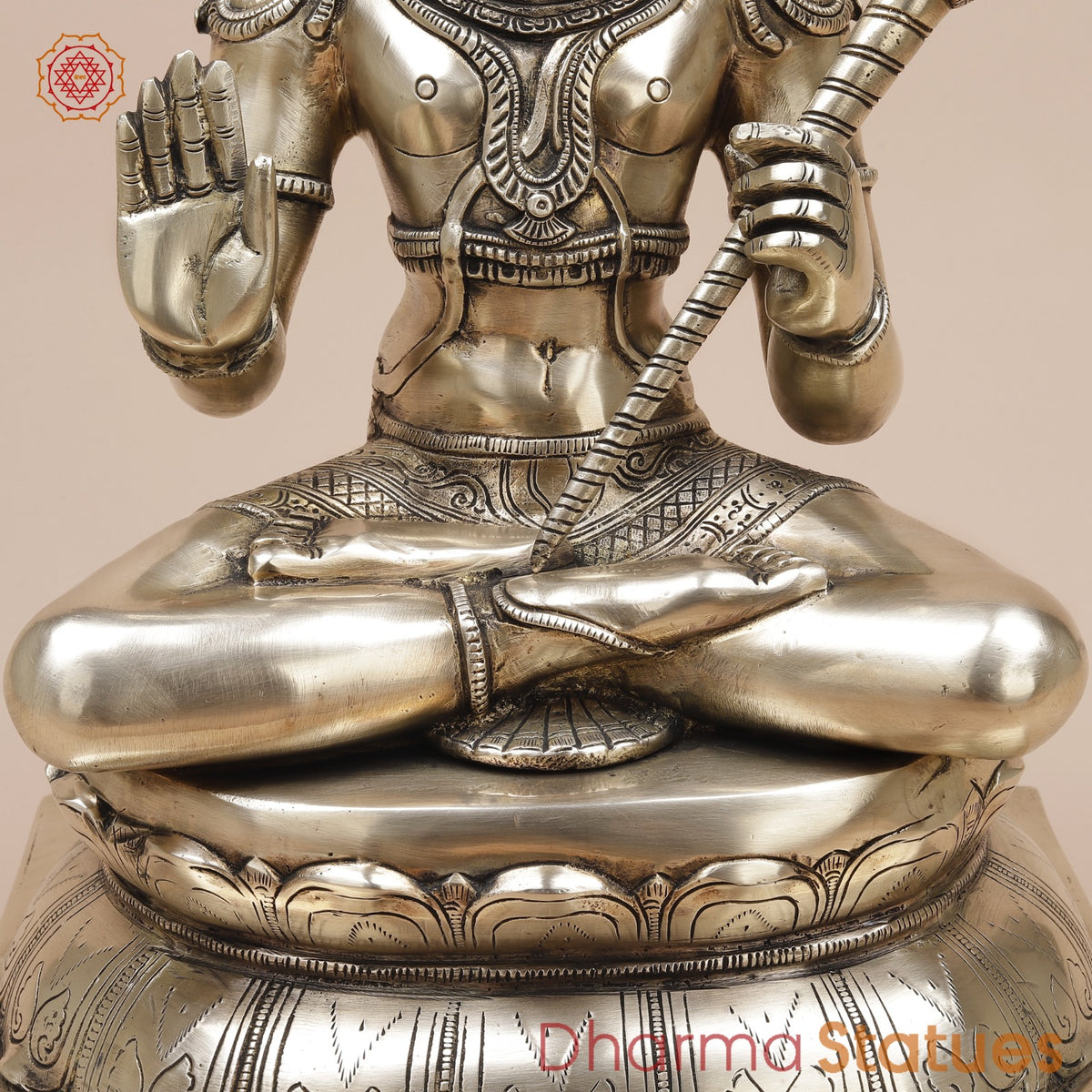 Brass Hanuman Ji seated Fine, Smooth Finish 19”