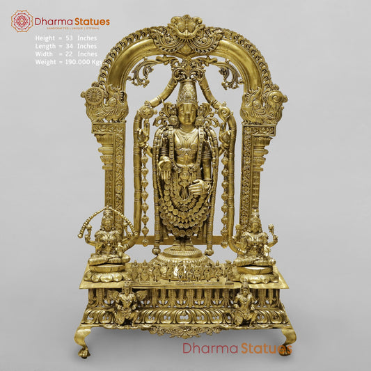 Bronze Tirupati Balaji with Lakshmi, Padmavati, Hanuman, Garuda and Dasavtar (Complete set) 53”