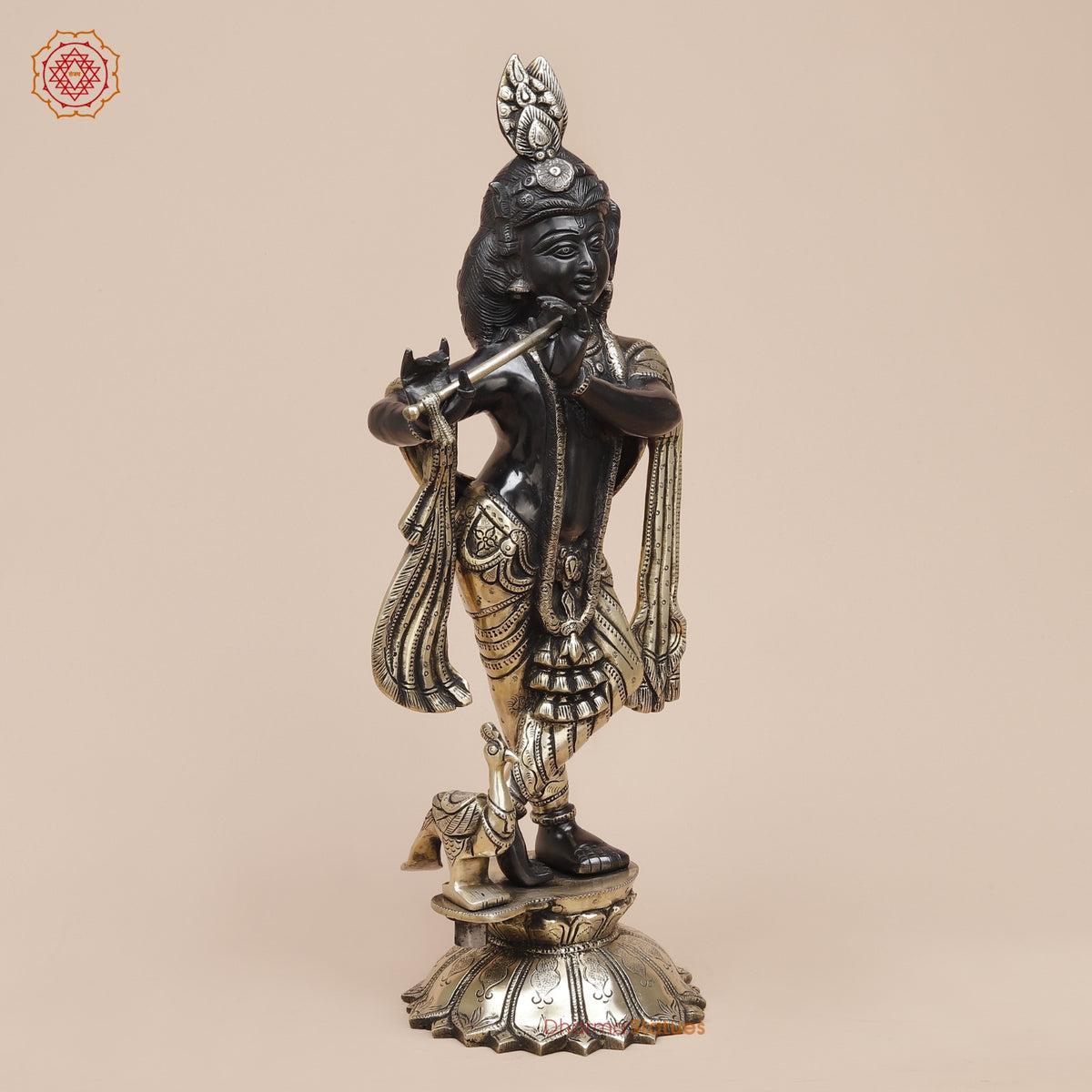 Brass Kalangi Krishna Fine, Royal Black Finish 19”