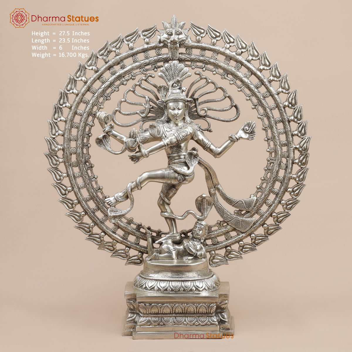 Brass Natraj fine, Silver Finish  28”