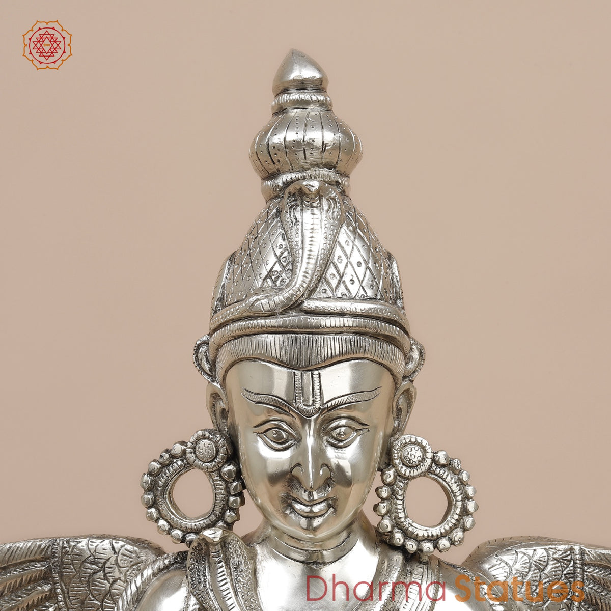 Brass Garuda Seated Fine, Silver Coated 20”