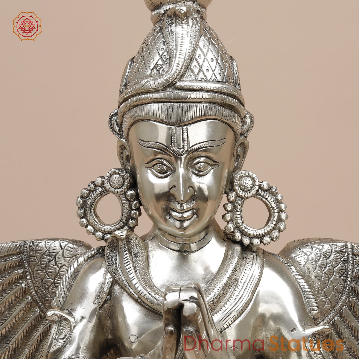Brass Garuda Seated Fine, Silver Coated 20”