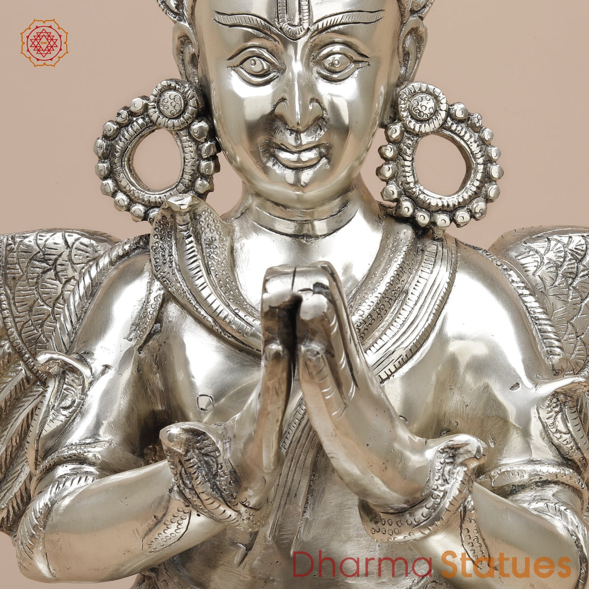 Brass Garuda Seated Fine, Silver Coated 20”