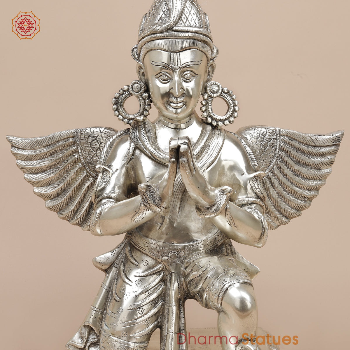 Brass Garuda Seated Fine, Silver Coated 20”