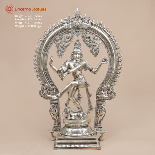 Brass Temple Natraj fine, Silver Finish  26”