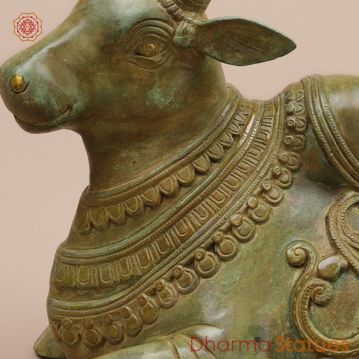 Brass Nandi Seated Fine, Natural Green Patina 17”