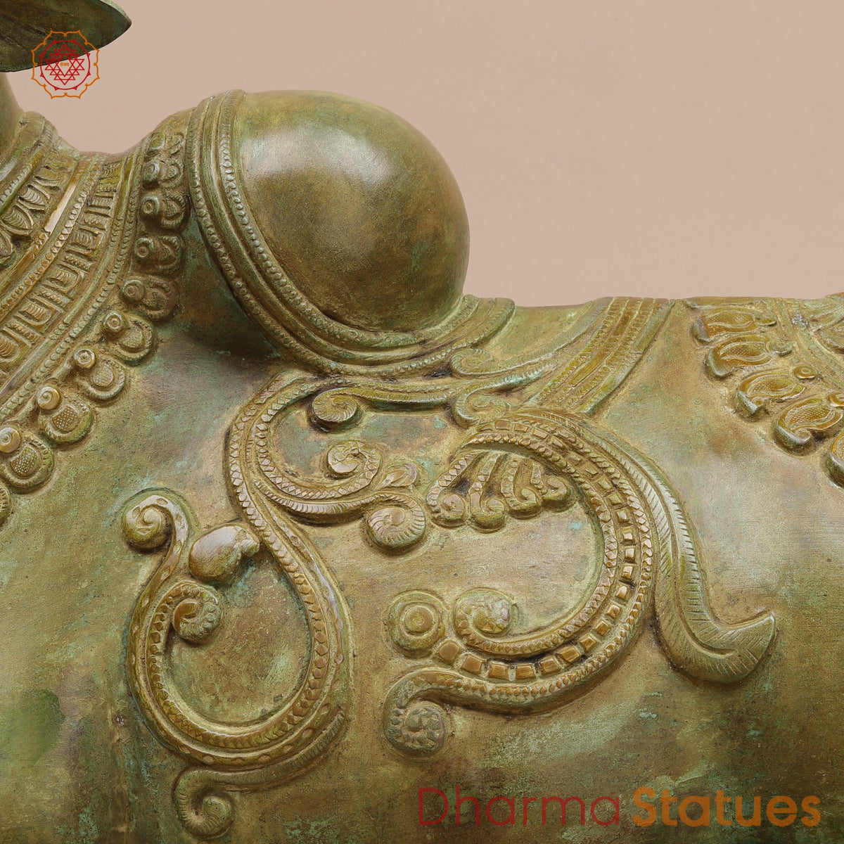Brass Nandi Seated Fine, Natural Green Patina 17”