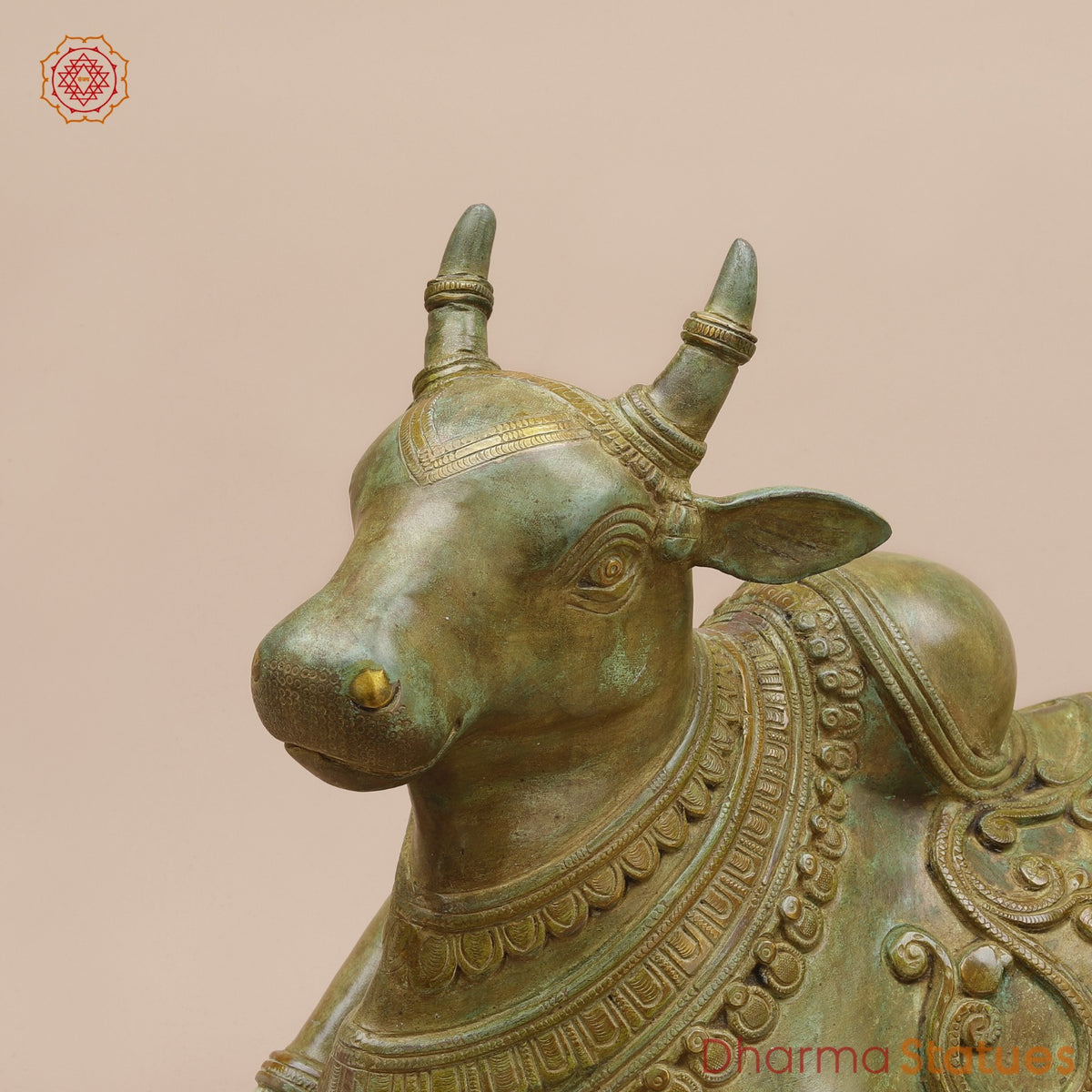 Brass Nandi Seated Fine, Natural Green Patina 17”