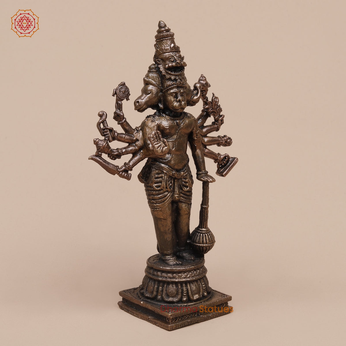 Copper Panchmukhi Hanuman Standing Fine 5”