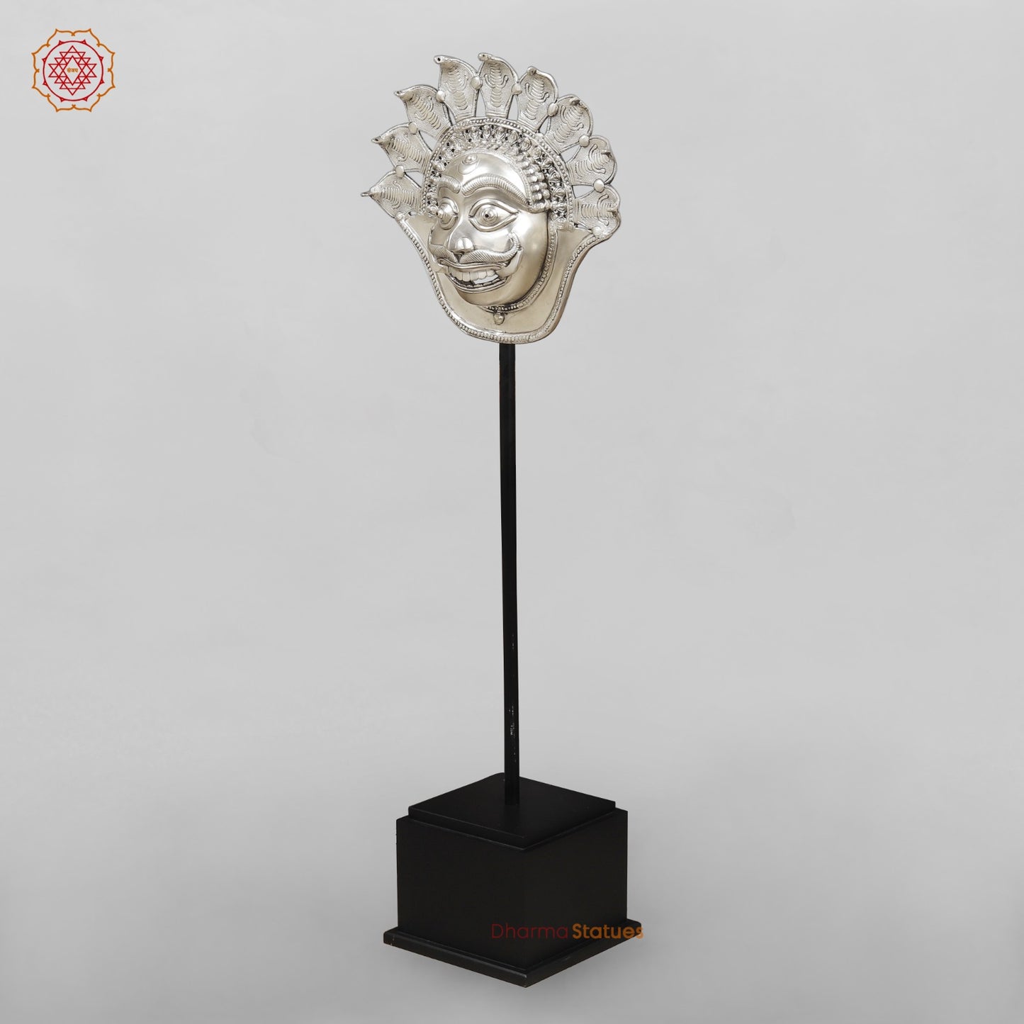 Brass Shiva Head and Lady bust fine With Wooden Base For home Decor, Silver finish 55”