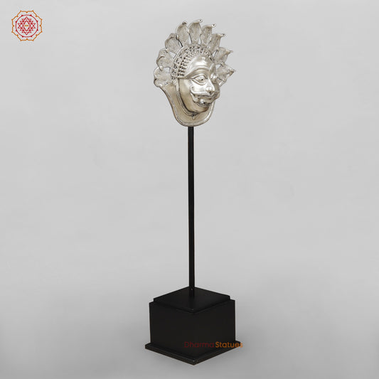 Brass Shiva Head and Lady bust fine With Wooden Base For home Decor, Silver finish 55”