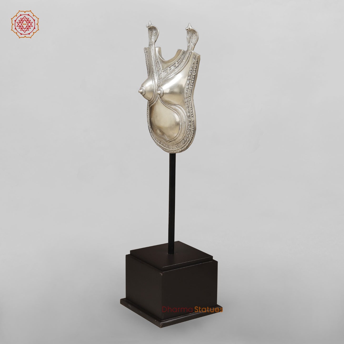 Brass Shiva Head and Lady bust fine With Wooden Base For home Decor, Silver finish 55”