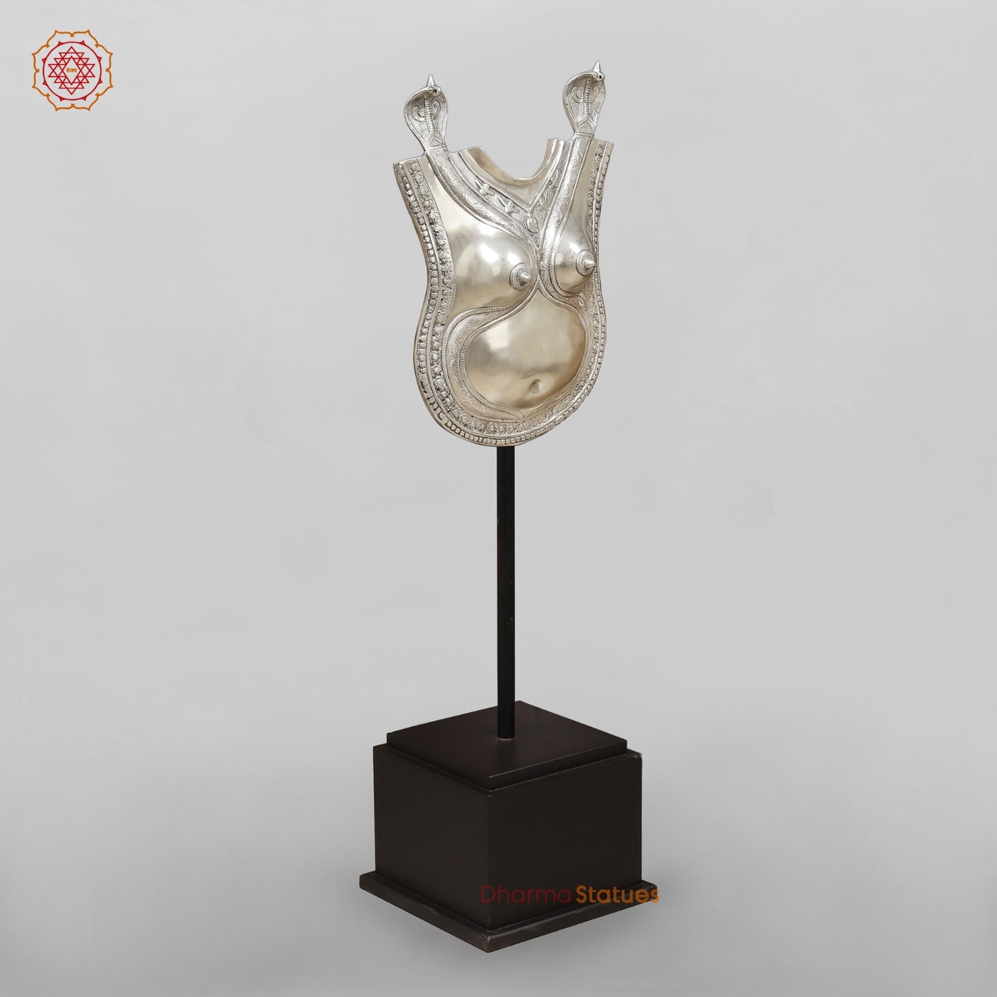 Brass Shiva Head and Lady bust fine With Wooden Base For home Decor, Silver finish 55”