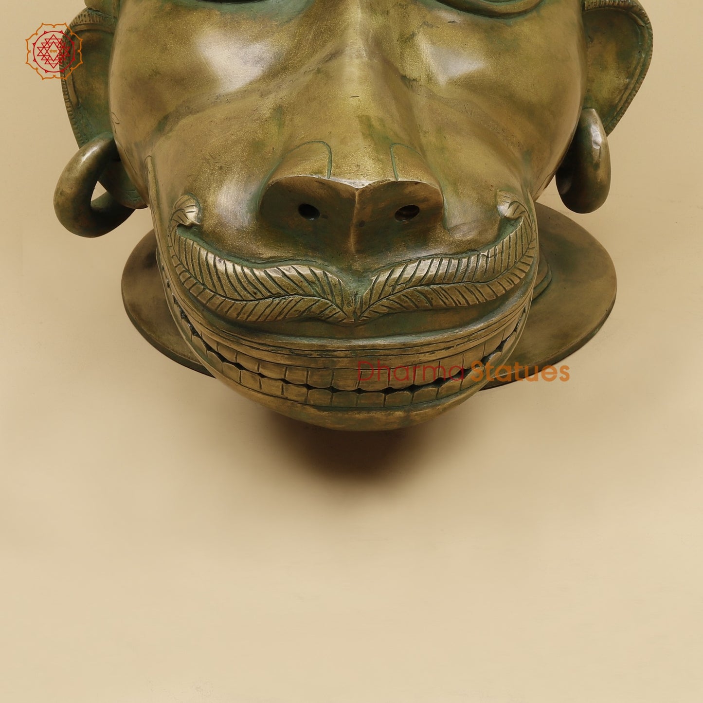 Brass Vintage Hanuman Head Fine, Antique Patina Finish 14”