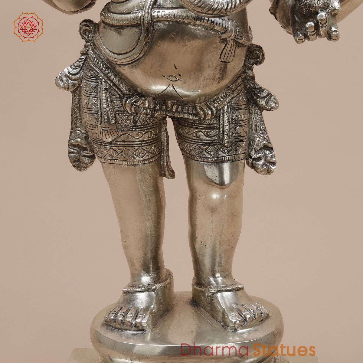 Brass Ganesh Standing Fine, Silver Coated 19”