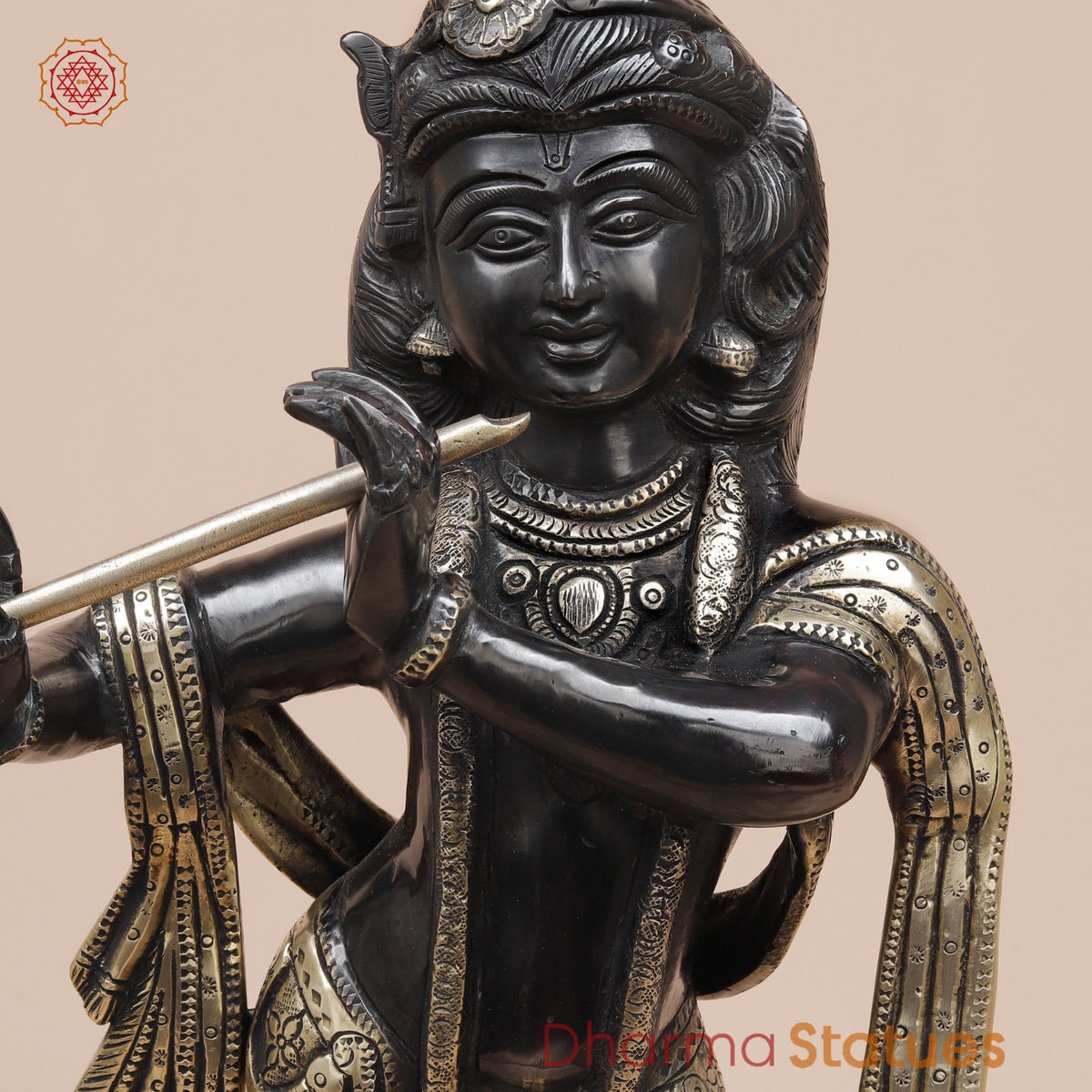 Brass Kalangi Krishna Fine, Royal Black Finish 19”
