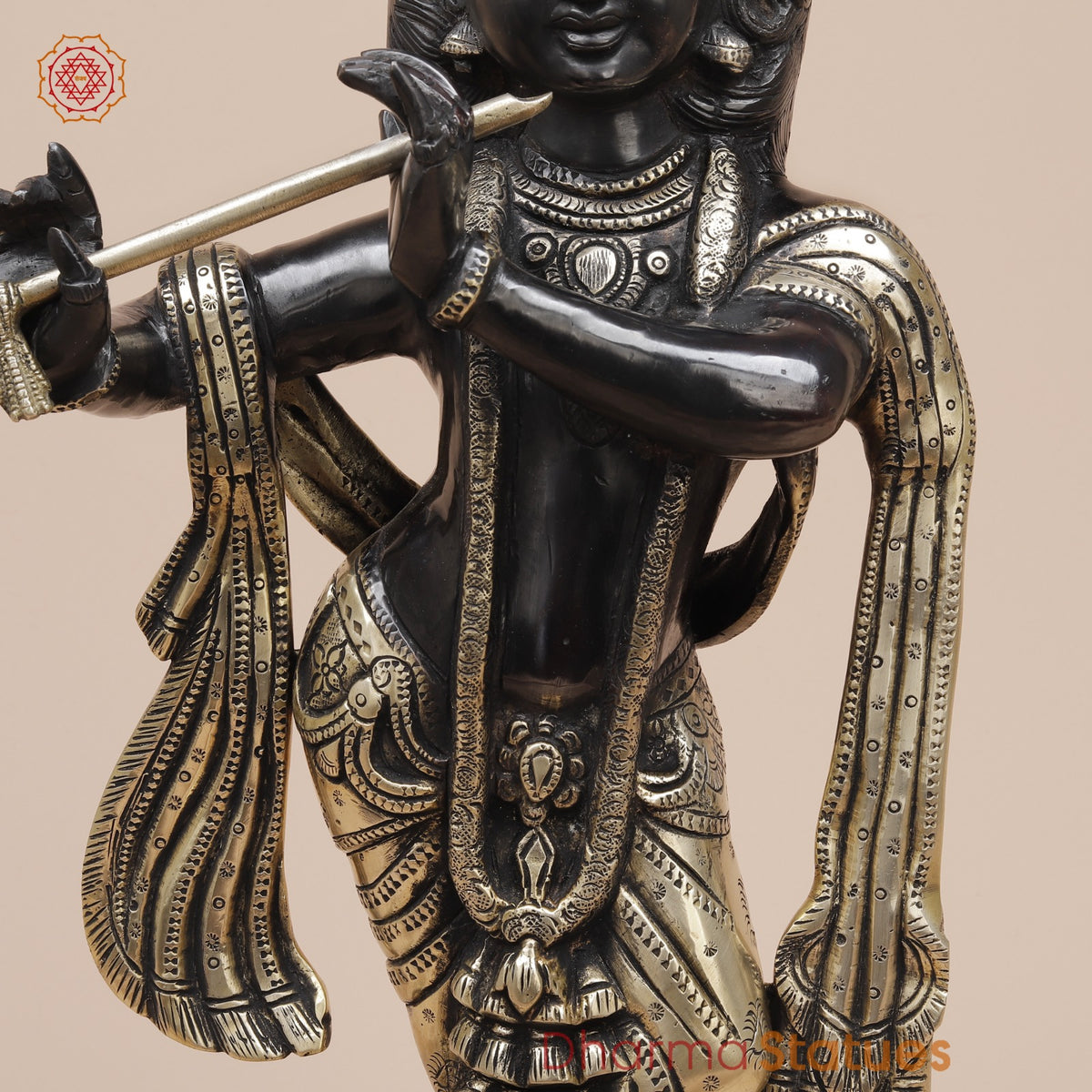 Brass Kalangi Krishna Fine, Royal Black Finish 19”