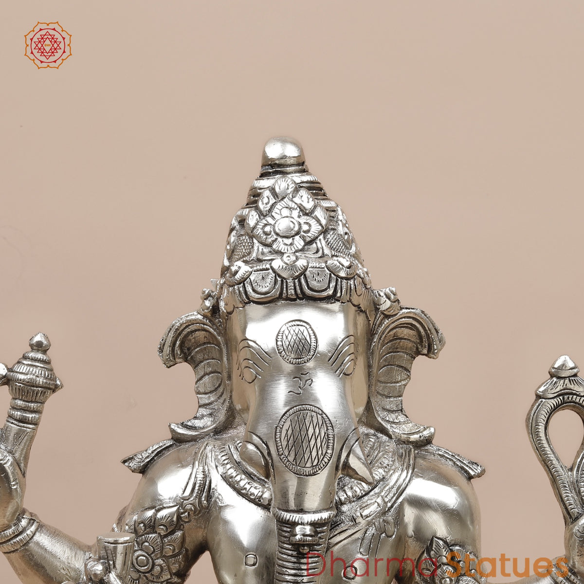 Brass Ganesh Standing Fine, Silver Coated 19”