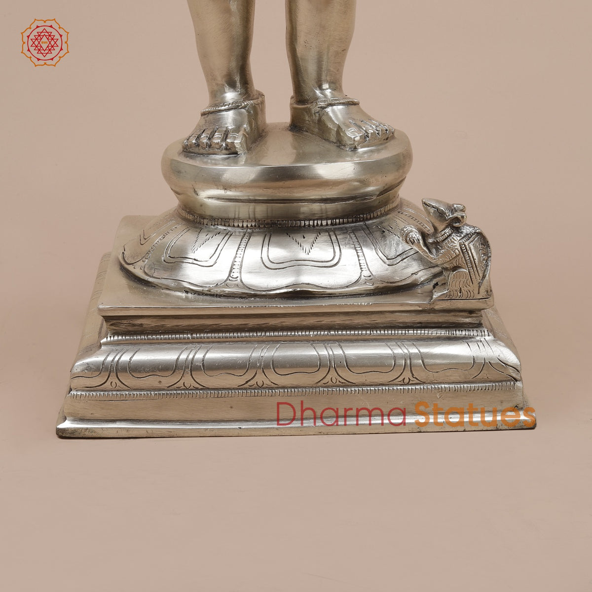 Brass Ganesh Standing Fine, Silver Coated 19”