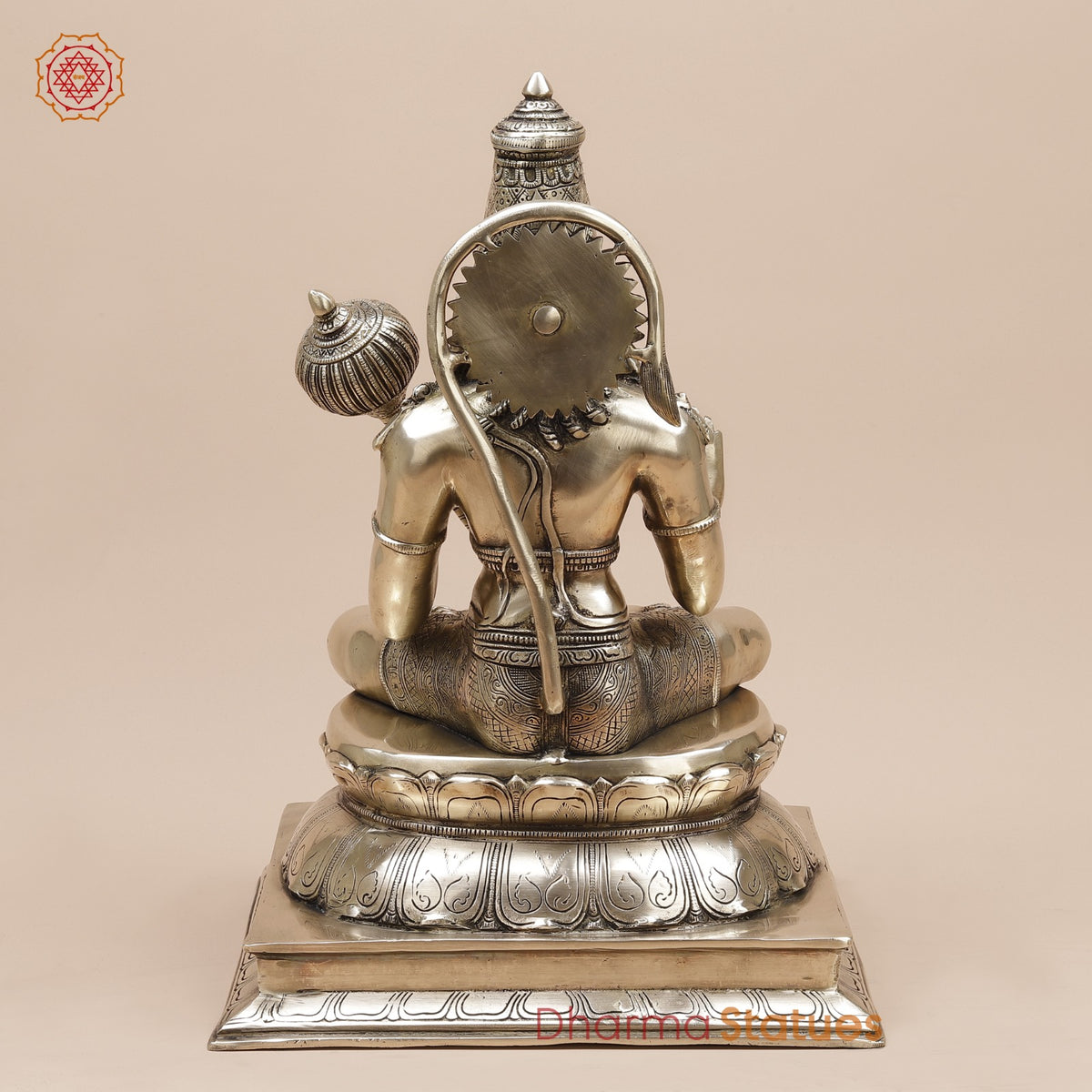 Brass Hanuman Ji seated Fine, Smooth Finish 19”